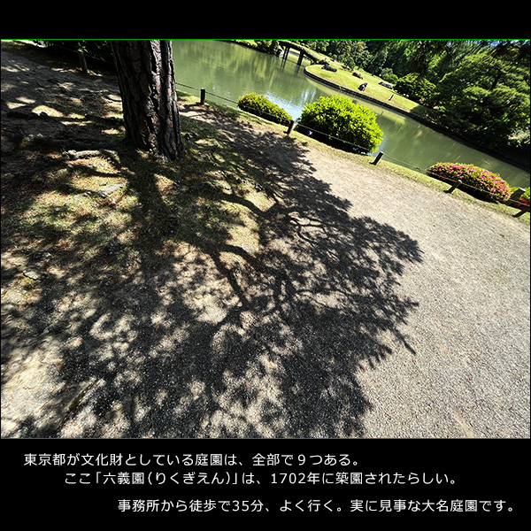 東京都が文化財としている庭園は、全部で９つある。ここ「六義園（りくぎえん）」は、1702年に築園されたらしい。事務所から徒歩で35分、よく行く。実に見事な大名庭園です。