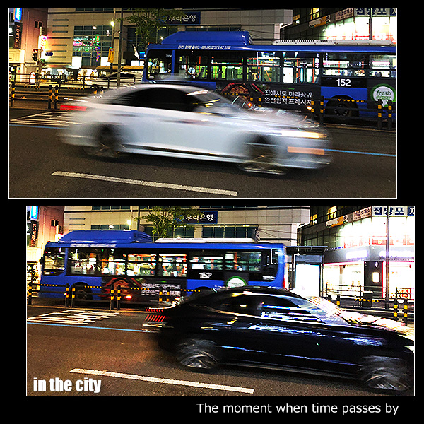 The moment when time passes by in the city